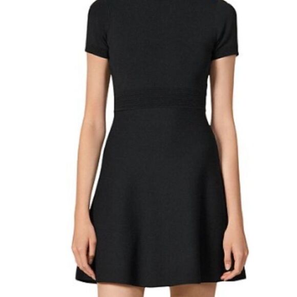 Sandro Paris dress lace midi black ribbed 6 woman’s - Picture 1 of 10